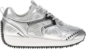 Vintage Havana Womens Apollo Metallic Lace Up Sneakers Shoes - Silver