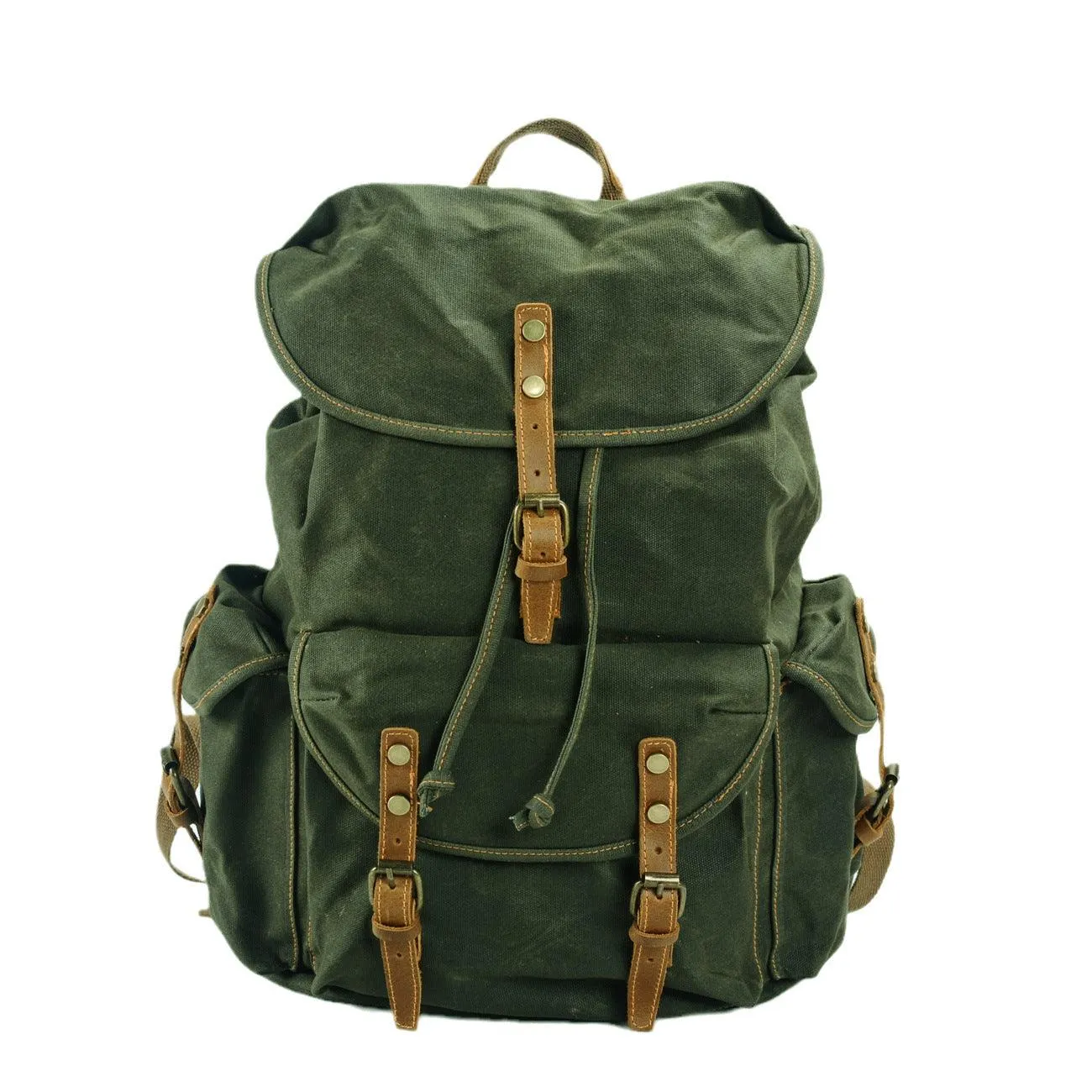 Vintage Waxed Canvas Backpack for School Outdoor