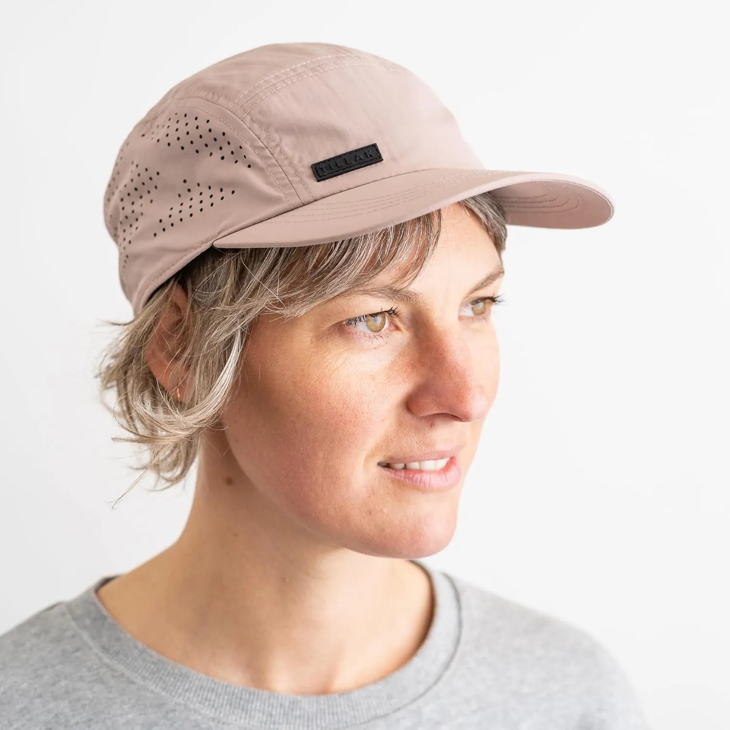 Vista Hat, Lightweight Nylon 5 Panel Cap with Snap Closure and Laser-Cut Ventilation
