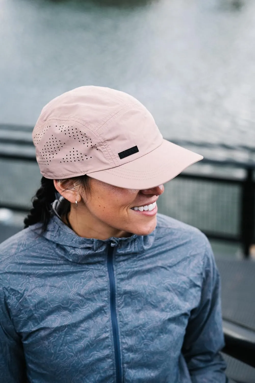 Vista Hat, Lightweight Nylon 5 Panel Cap with Snap Closure and Laser-Cut Ventilation
