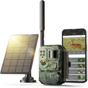 VOOPEAK Cellular Trail Camera with Live Streaming - 4G LTE Unlimited Data Solar Game Camera with Color Night Vision, 0.1s Trigger Motion Activated, Real-Time Alerts for Wildlife Monitoring