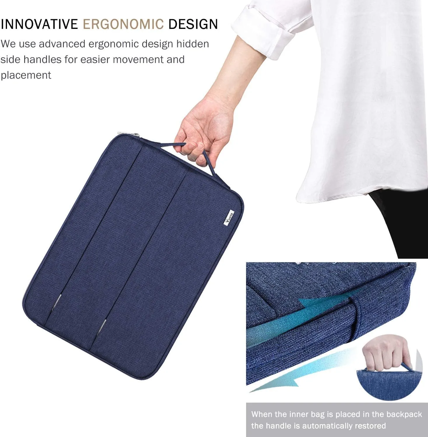 Voova 14/15 Inch Laptop Sleeve Case, Waterproof Computer Bag Cover for MacBook Pro/Air, Surface Laptop, HP/Dell/Acer/Asus, Blue