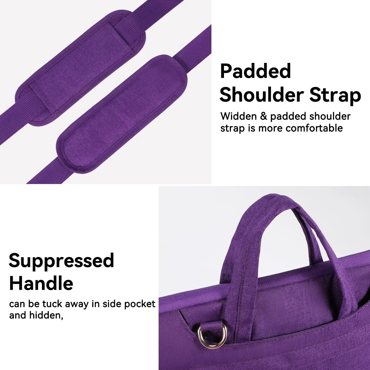 Voova Laptop Bag 15.6 Inch for Women, Waterproof Computer Sleeve Carrying Case with Shoulder Straps & Handle Compatible with Macbook Air 15, MacBook Pro 15/16, 15-16 Inch Hp Dell Acer Asus, Purple