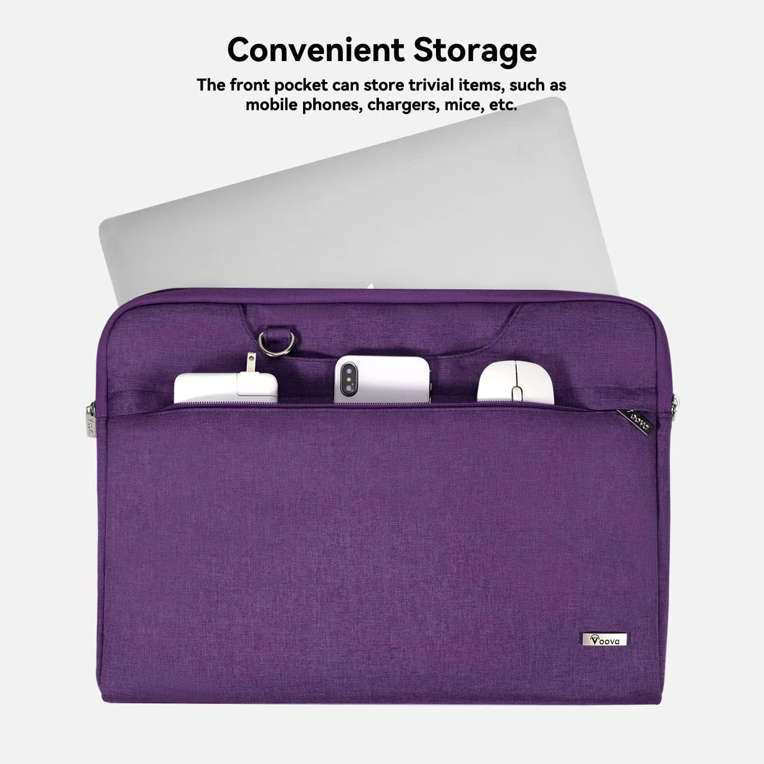 Voova Laptop Bag 15.6 Inch for Women, Waterproof Computer Sleeve Carrying Case with Shoulder Straps & Handle Compatible with Macbook Air 15, MacBook Pro 15/16, 15-16 Inch Hp Dell Acer Asus, Purple