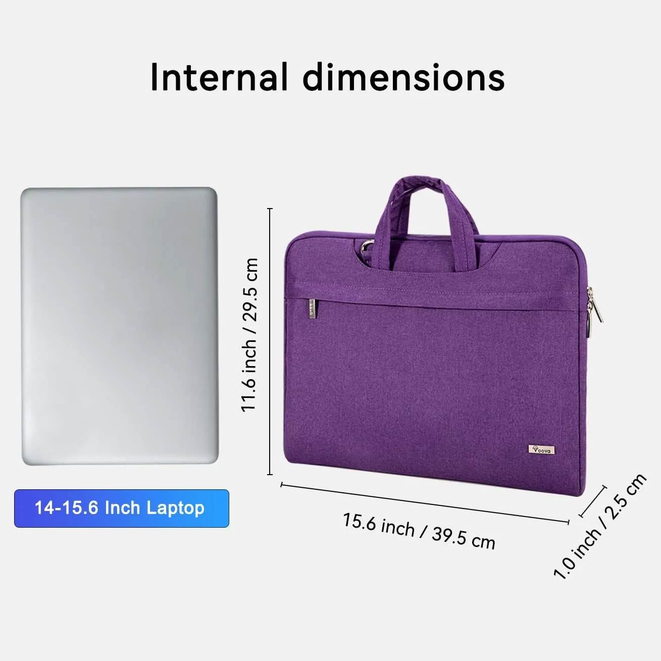 Voova Laptop Bag 15.6 Inch for Women, Waterproof Computer Sleeve Carrying Case with Shoulder Straps & Handle Compatible with Macbook Air 15, MacBook Pro 15/16, 15-16 Inch Hp Dell Acer Asus, Purple