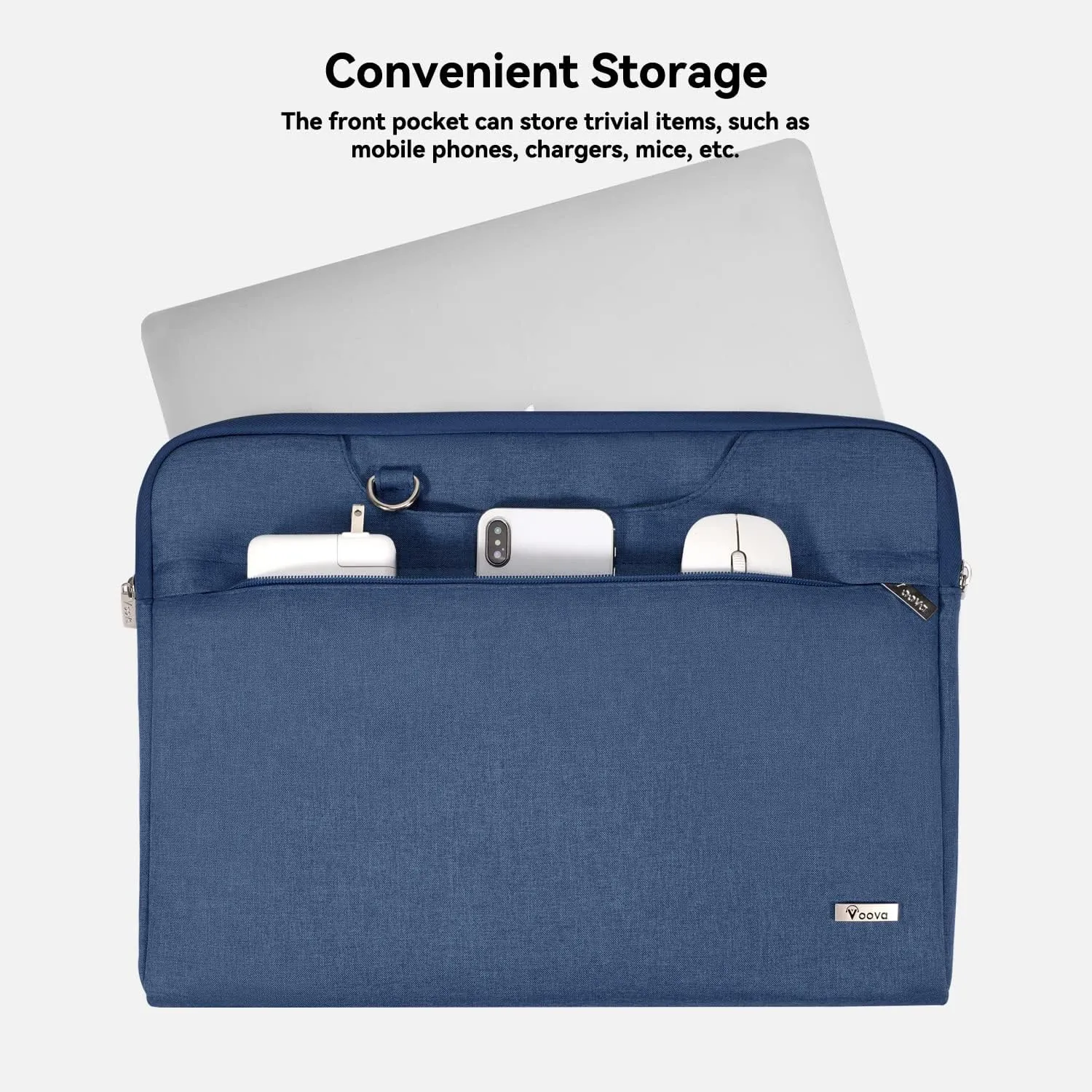 Voova Laptop Bag 17 17.3 Inch Waterproof Laptop Sleeve Case with Shoulder Straps & Handle, Computer Case Cover Slim Briefcase Compatible with 17-18” Hp Dell Asus Acer, Blue