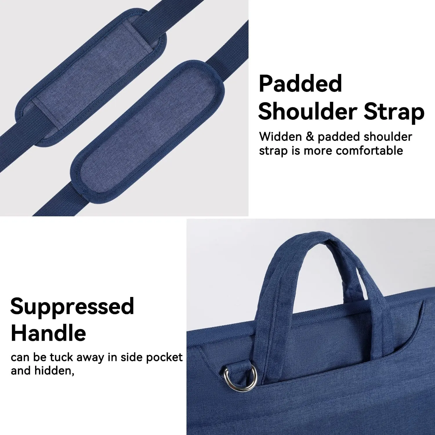Voova Laptop Bag 17 17.3 Inch Waterproof Laptop Sleeve Case with Shoulder Straps & Handle, Computer Case Cover Slim Briefcase Compatible with 17-18” Hp Dell Asus Acer, Blue