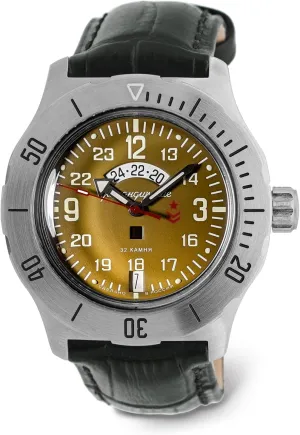 VOSTOK | Komandirskie K-35 Commander Automatic Self-Winding Russian Military Wrist Watch | 24 Hr Day-Night Indicator | WR 100m | Model 350754 | Fashion | Business | Casual Men's Watches