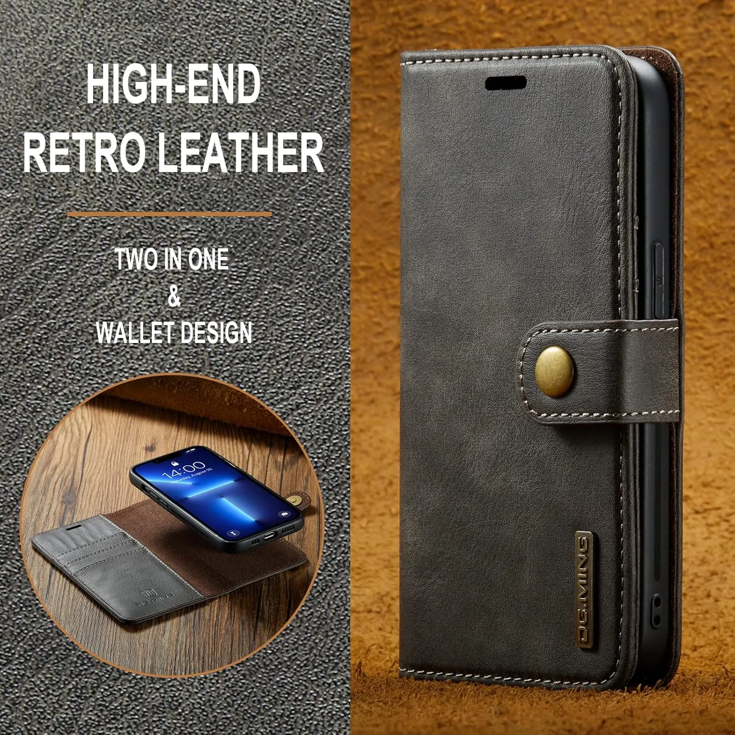Wallet Case for iPhone 12 Mini/12/12 Pro/12 Pro Max, Premium PU Leather Flip Detachable 2 in 1 Folio with Card Holder Drop Protection Shockproof Cover