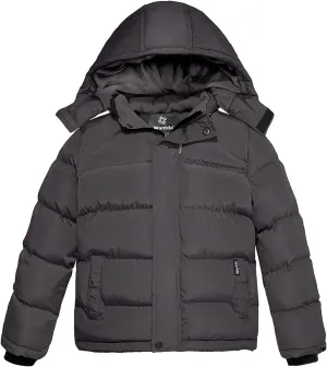 wantdo Boy's Fleece Winter Coat Waterproof Puffer Jacket Warm Winter Jackets with Hood
