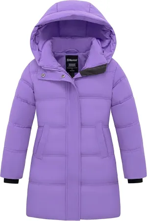 wantdo Girls' Winter Coat Long Puffer Jacket Warm Waterproof Parka with Hood