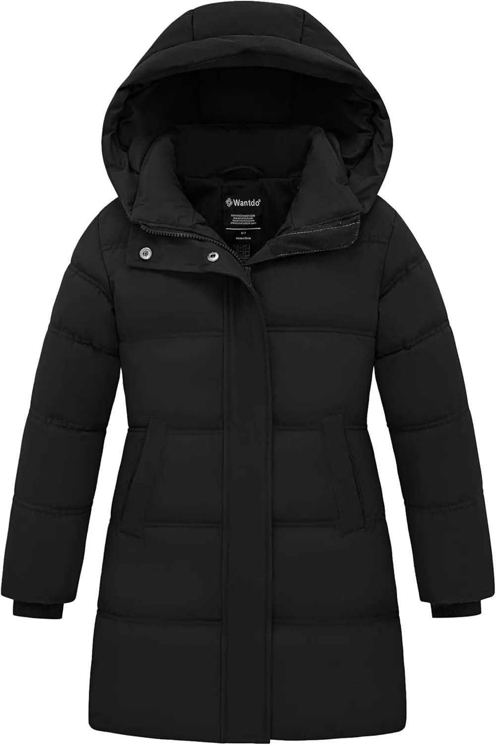 wantdo Girls' Winter Coat Long Puffer Jacket Warm Waterproof Parka with Hood