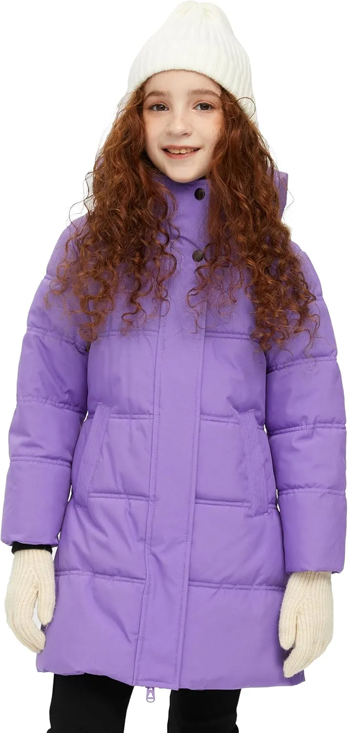 wantdo Girls' Winter Coat Long Puffer Jacket Warm Waterproof Parka with Hood
