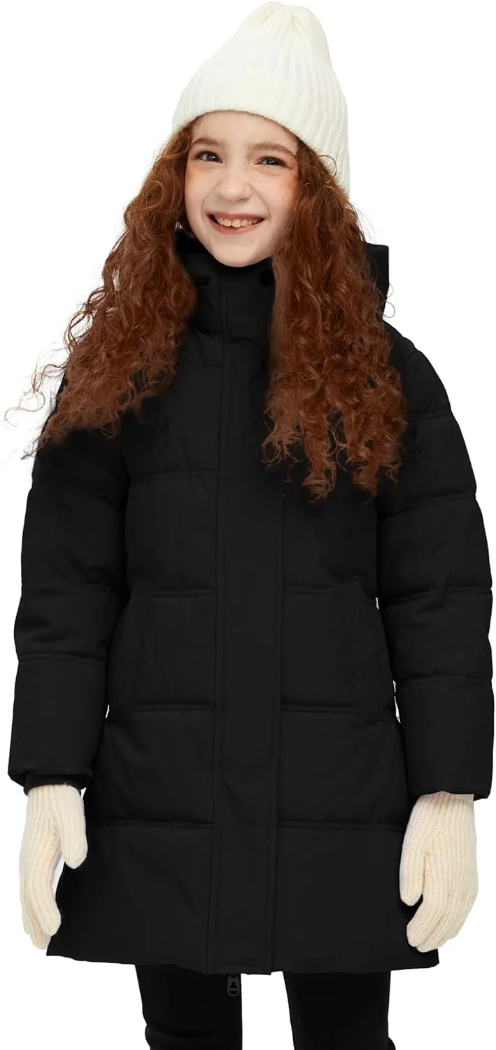 wantdo Girls' Winter Coat Long Puffer Jacket Warm Waterproof Parka with Hood