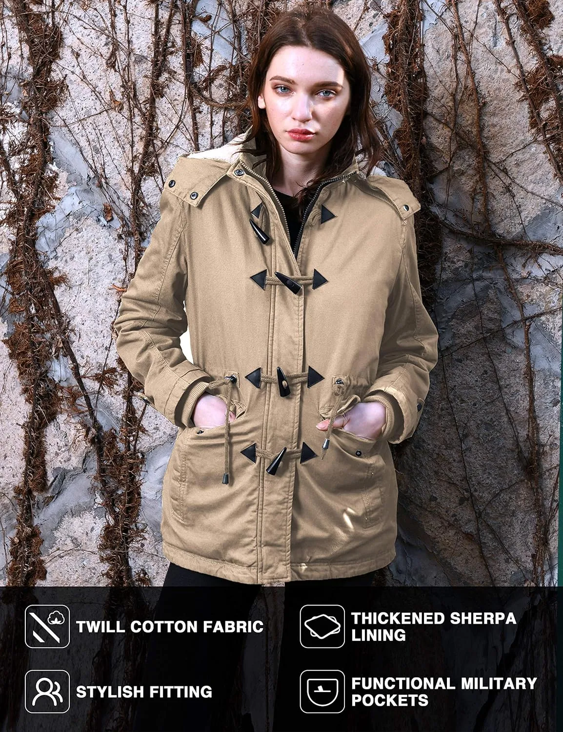 wantdo Women's Winter Thicken Jacket Cotton Coat with Removable Hood