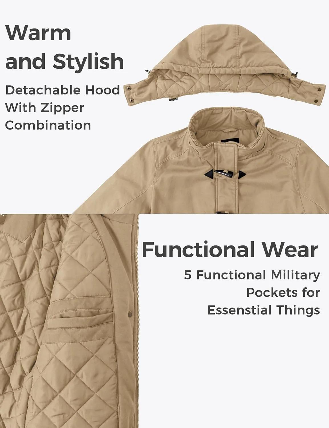 wantdo Women's Winter Thicken Jacket Cotton Coat with Removable Hood