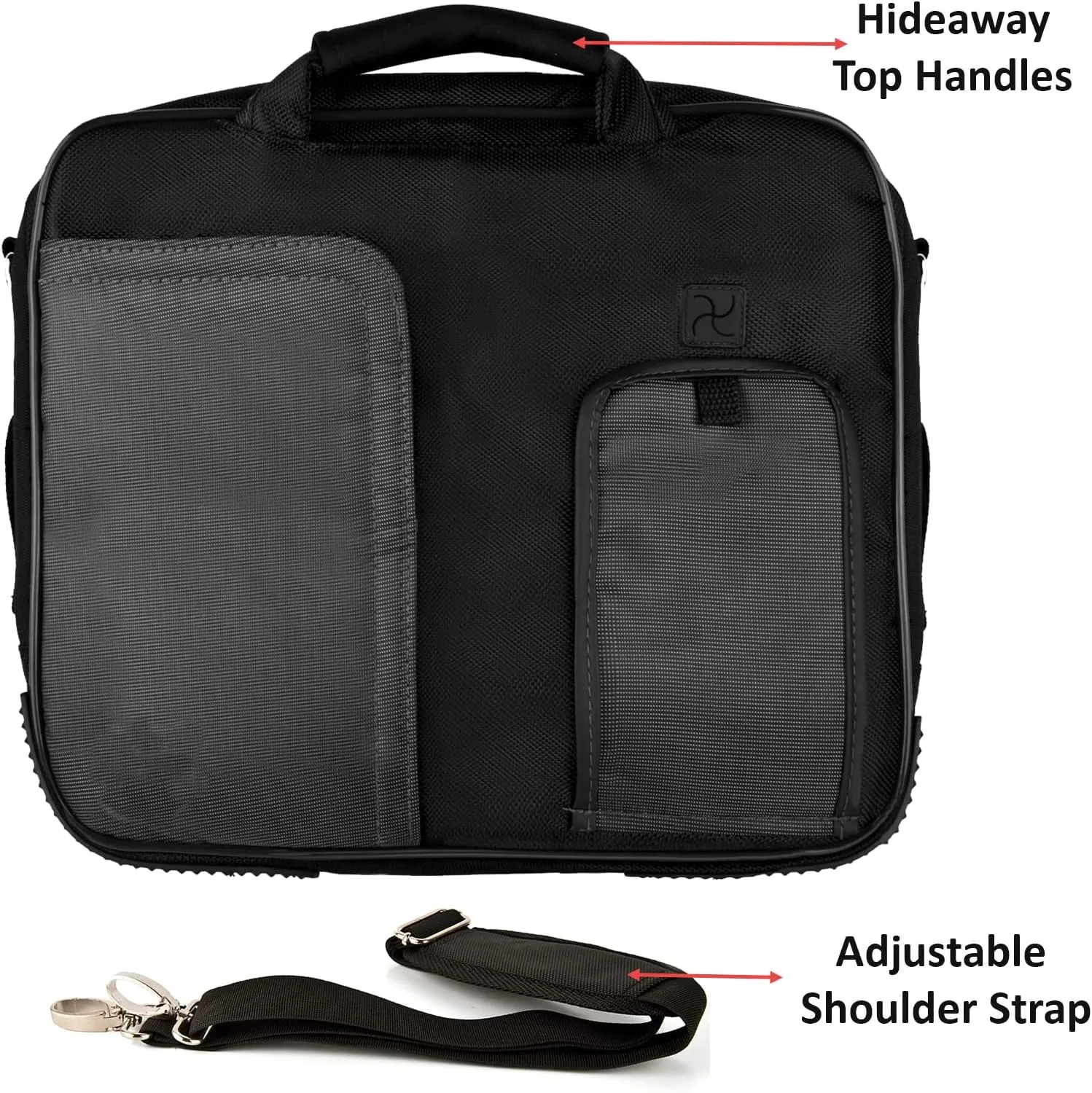 Water-Resistant Nylon Laptop Shoulder Messenger Bag for Professionals - Organized Multi-Compartment Tote for 12" Computers