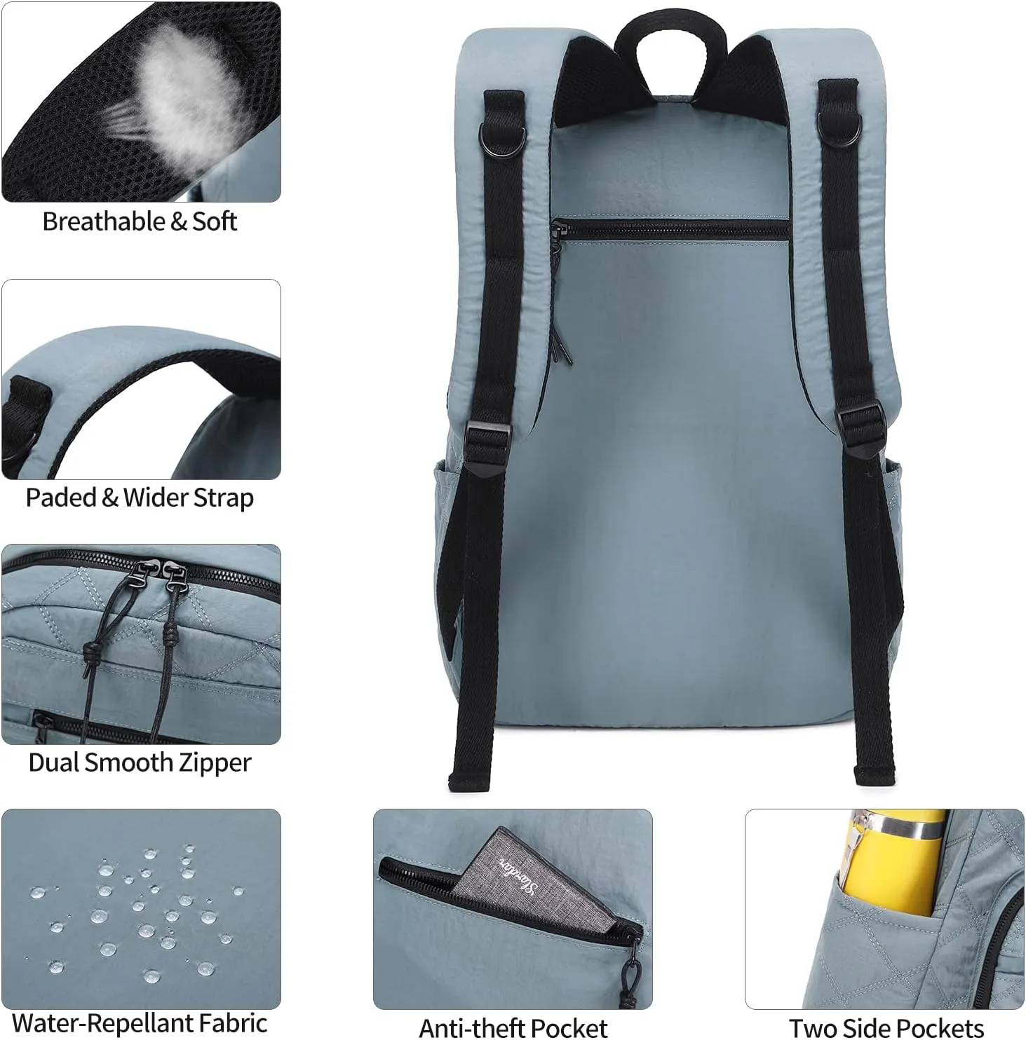 Waterproof 15.6" Laptop Backpack for Women and Men, Hiking Travel Purse