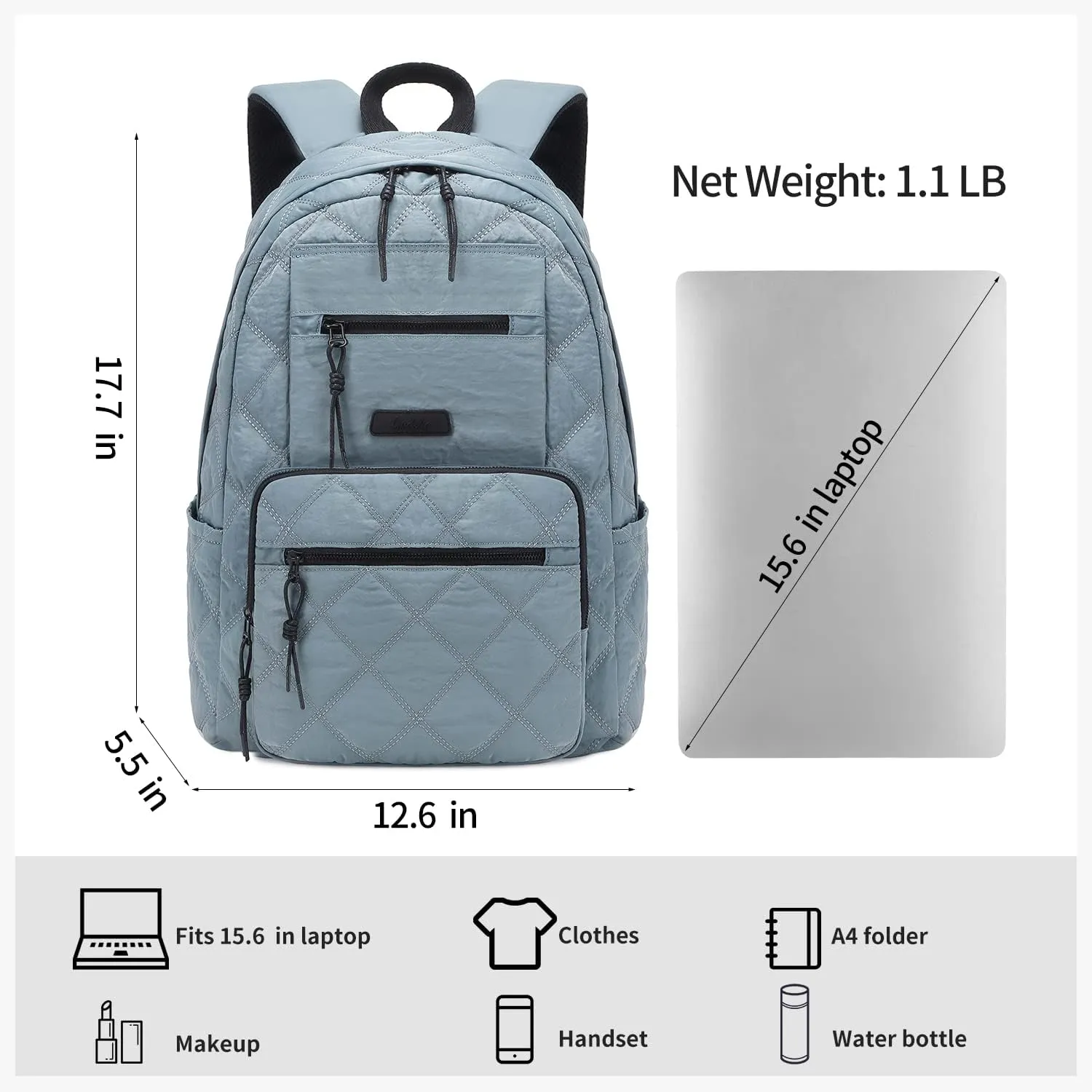 Waterproof 15.6" Laptop Backpack for Women and Men, Hiking Travel Purse