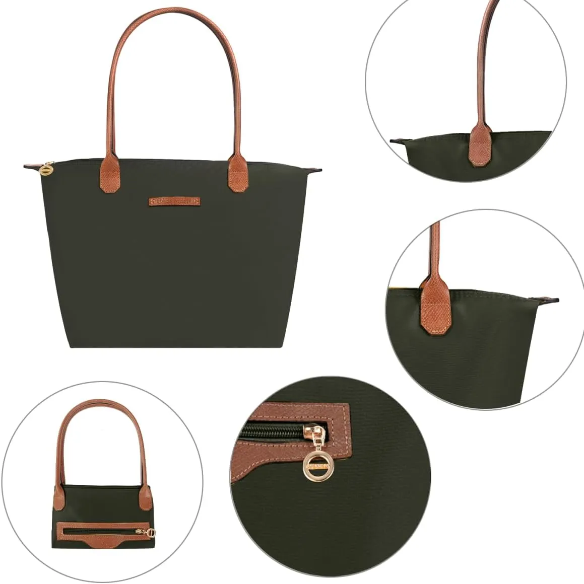 Waterproof Nylon Tote bag for Women Lightweight Designer Handbag with Zipper Stylish and Durable Purse