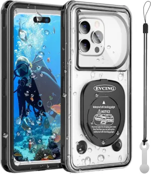 Waterproof Phone Case, Underwater Phone Cases for Snorkeling, IPX8 Diving Case, 360 Full Body Protection for iPhone 16 Pro Max/15/14/Galaxy S24, Up to 6.9 Inch, Beach Cruise Essentials (Black)