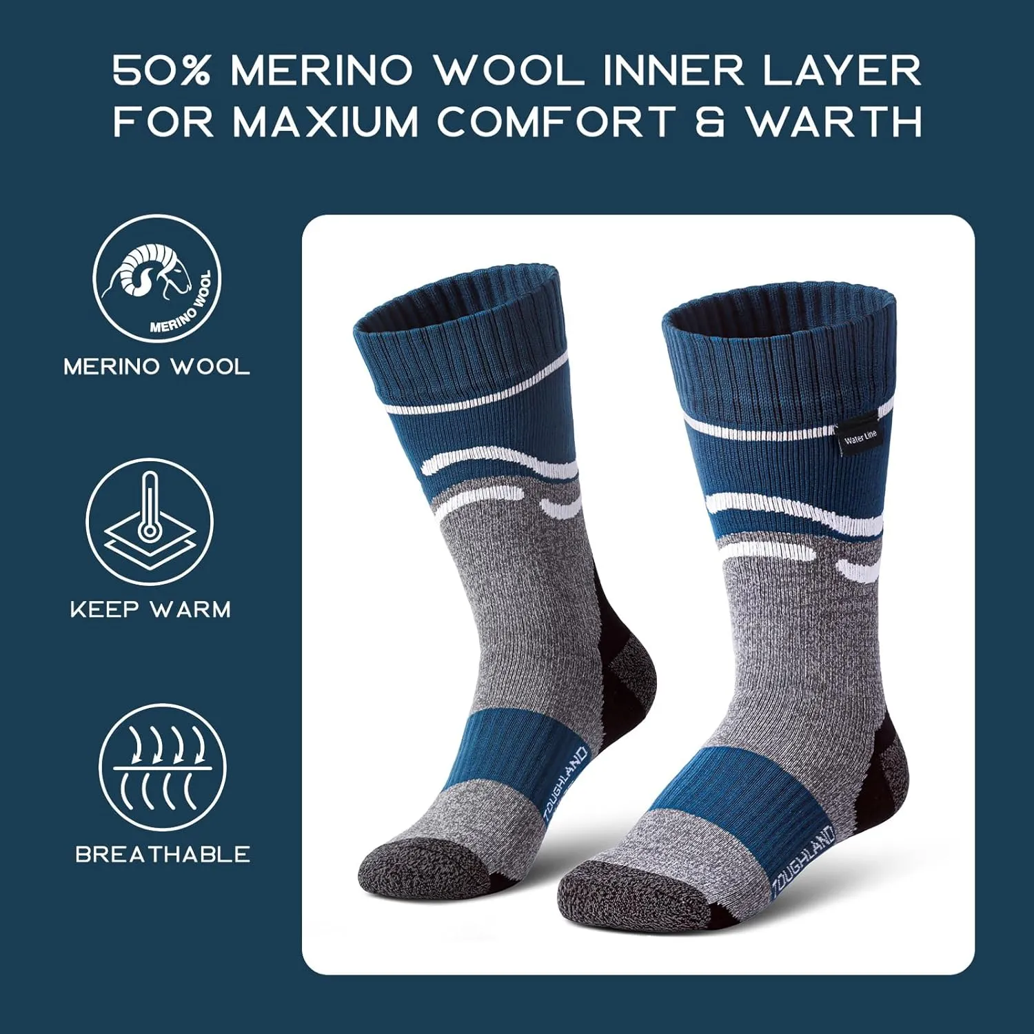 Waterproof Socks, Water Resistant Socks for Women & Men, Fits for Hiking, Cycling, Hunting and Running