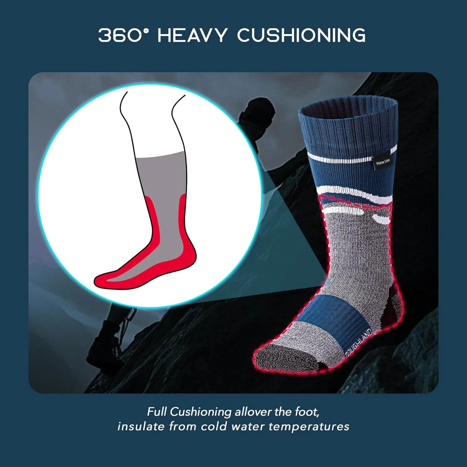 Waterproof Socks, Water Resistant Socks for Women & Men, Fits for Hiking, Cycling, Hunting and Running