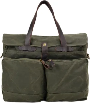 Waxed Canvas Laptop Bag for Men, Briefcase with Handle, Spacious Storage for Laptop, for Work, Travel, and Business Trips