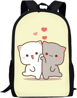 WELLFLYHOM Kawii Cat School Backpack for Girls 4-6 8-10 14-16 Kids Bookbag Elementary Middle School Bag Teens Child Back Pack Purse Junior High Schoolbag Rucksack Back to School Supplies Satchel