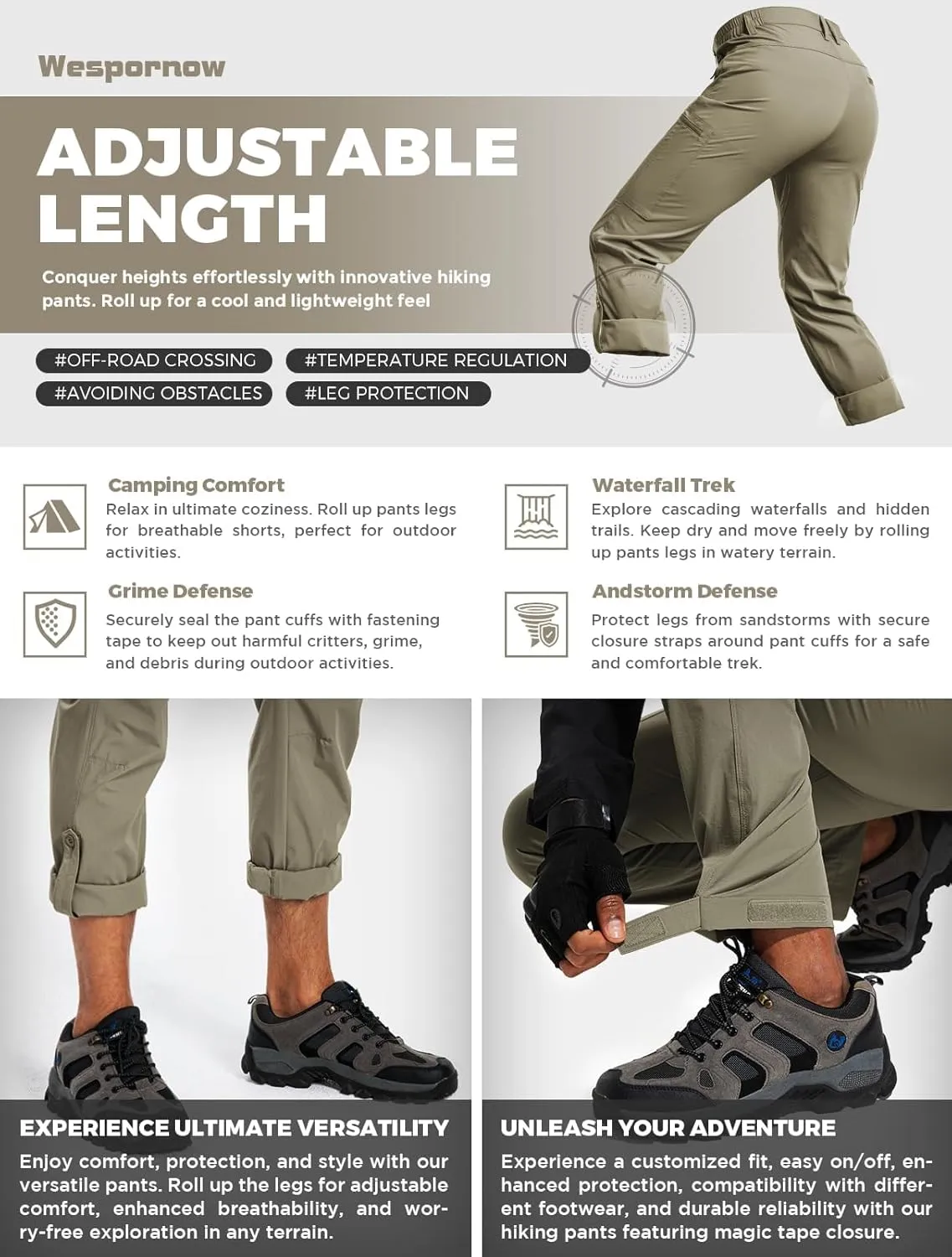 Wespornow Men's-Hiking-Pants Lightweight Water Resistant Quick Dry Outdoor Pants for Fishing Travel Camping