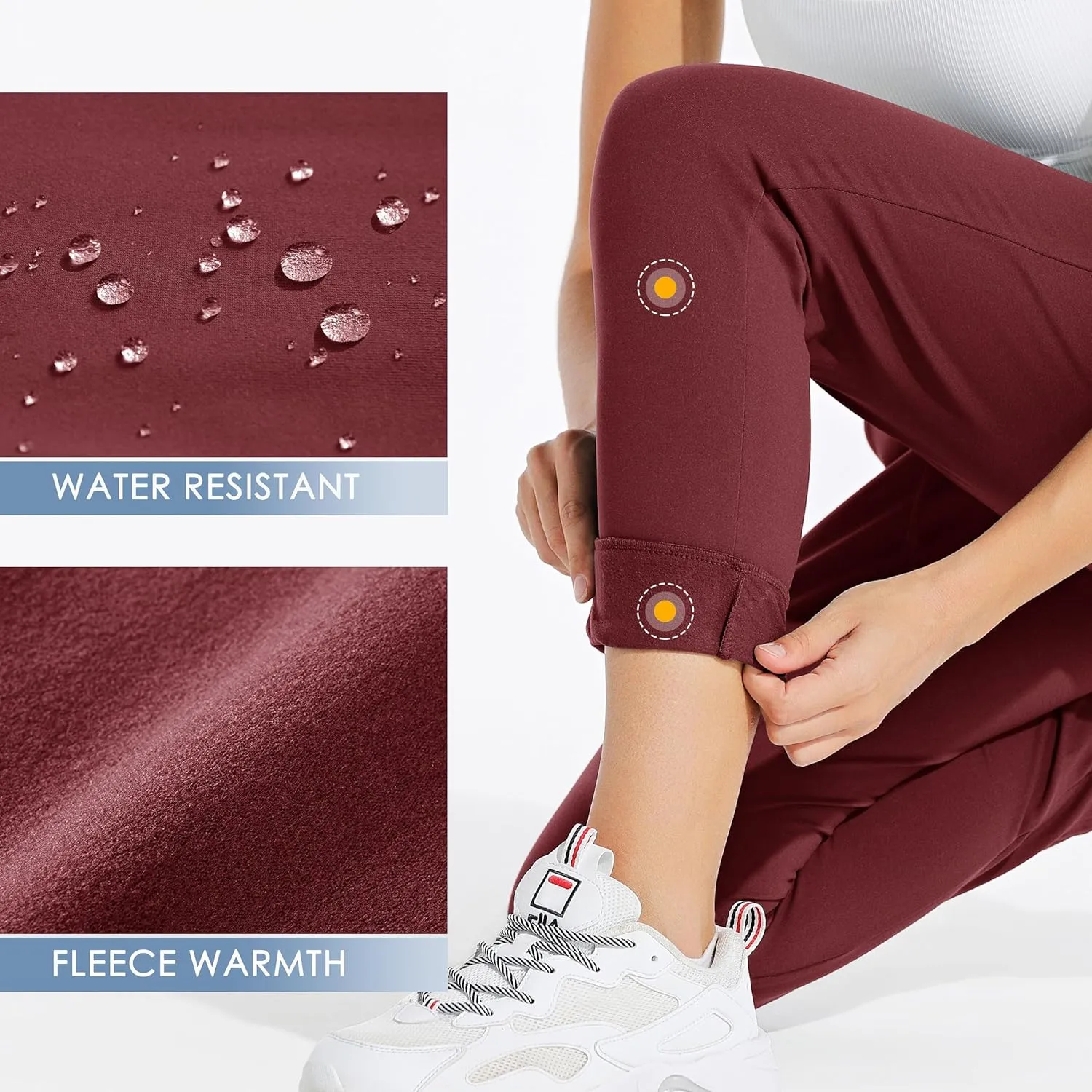 Willit Women's Fleece Lined Joggers Warm Pants Running Thermal Sweatpants Winter Athletic Hiking Water Resistant with Pockets