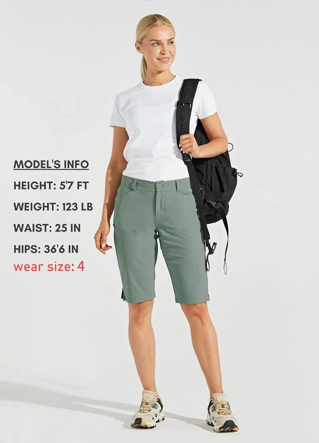 Willit Women's Shorts 13" Golf Hiking Long Shorts Knee Length Quick Dry Water Resistant Casual Summer