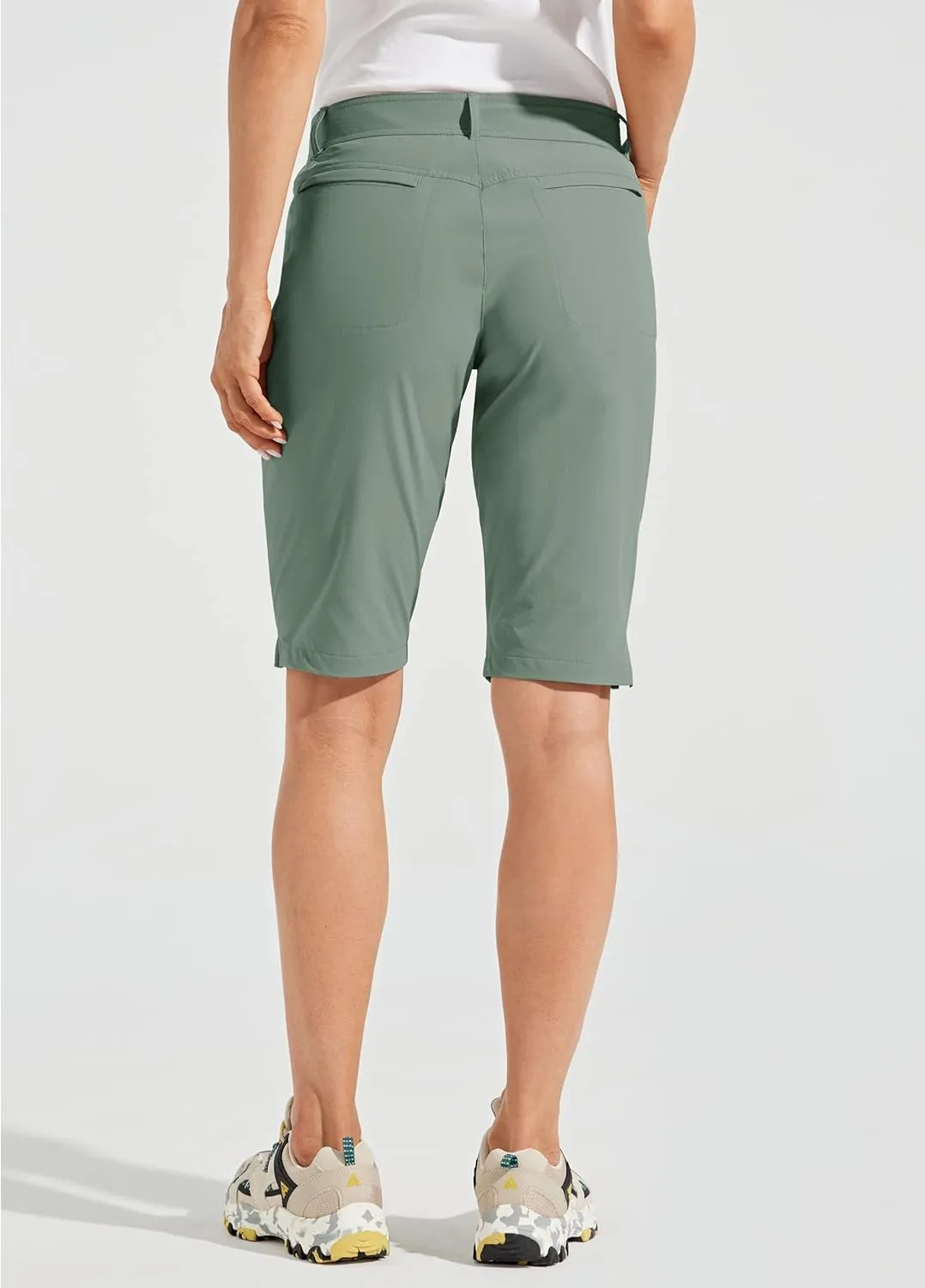 Willit Women's Shorts 13" Golf Hiking Long Shorts Knee Length Quick Dry Water Resistant Casual Summer