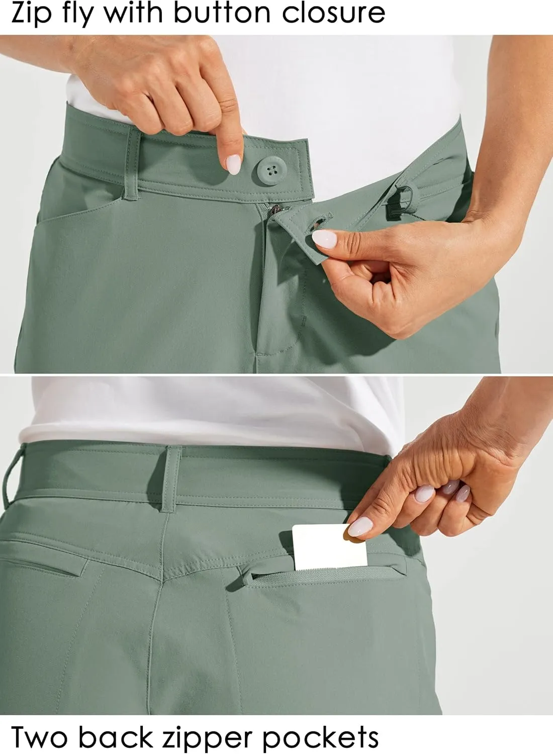 Willit Women's Shorts 13" Golf Hiking Long Shorts Knee Length Quick Dry Water Resistant Casual Summer