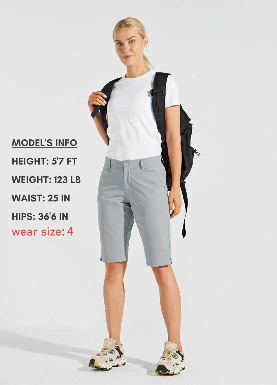 Willit Women's Shorts 13" Golf Hiking Long Shorts Knee Length Quick Dry Water Resistant Casual Summer