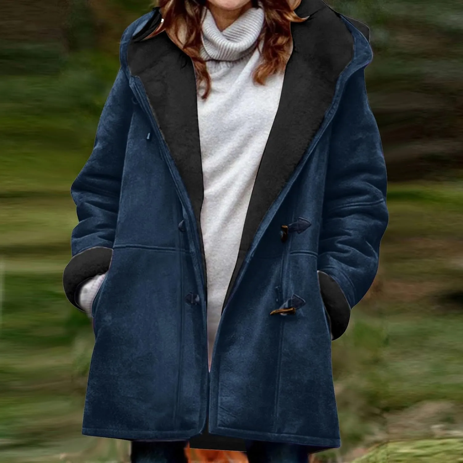 Winter Coats for Women 2024 Trendy Warm Plus Size Sherpa Fleece Lined Jackets Faux Suede Hooded Parka Coat Peacoat