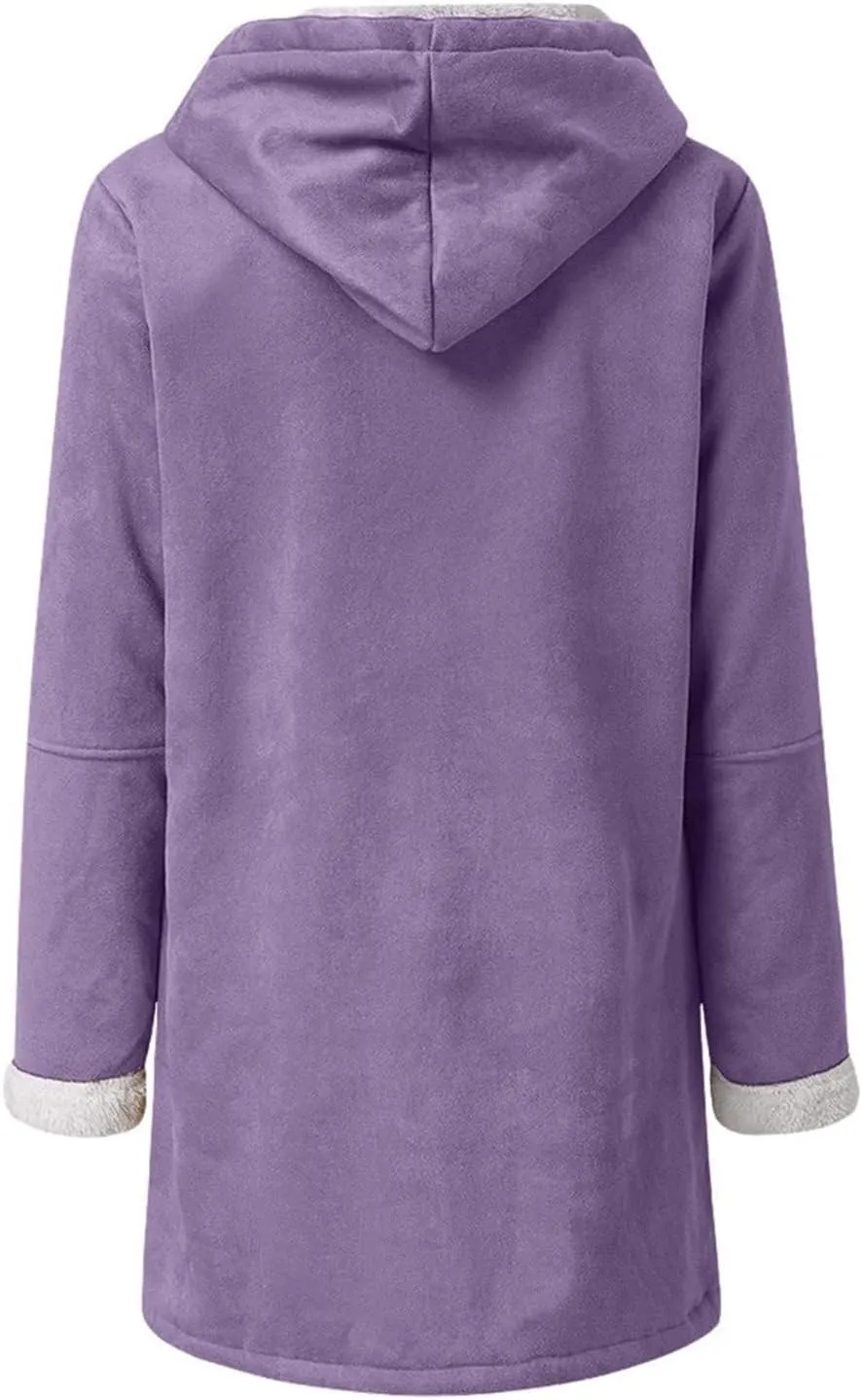 Winter Coats for Women 2024 Trendy Warm Plus Size Sherpa Fleece Lined Jackets Faux Suede Hooded Parka Coat Peacoat
