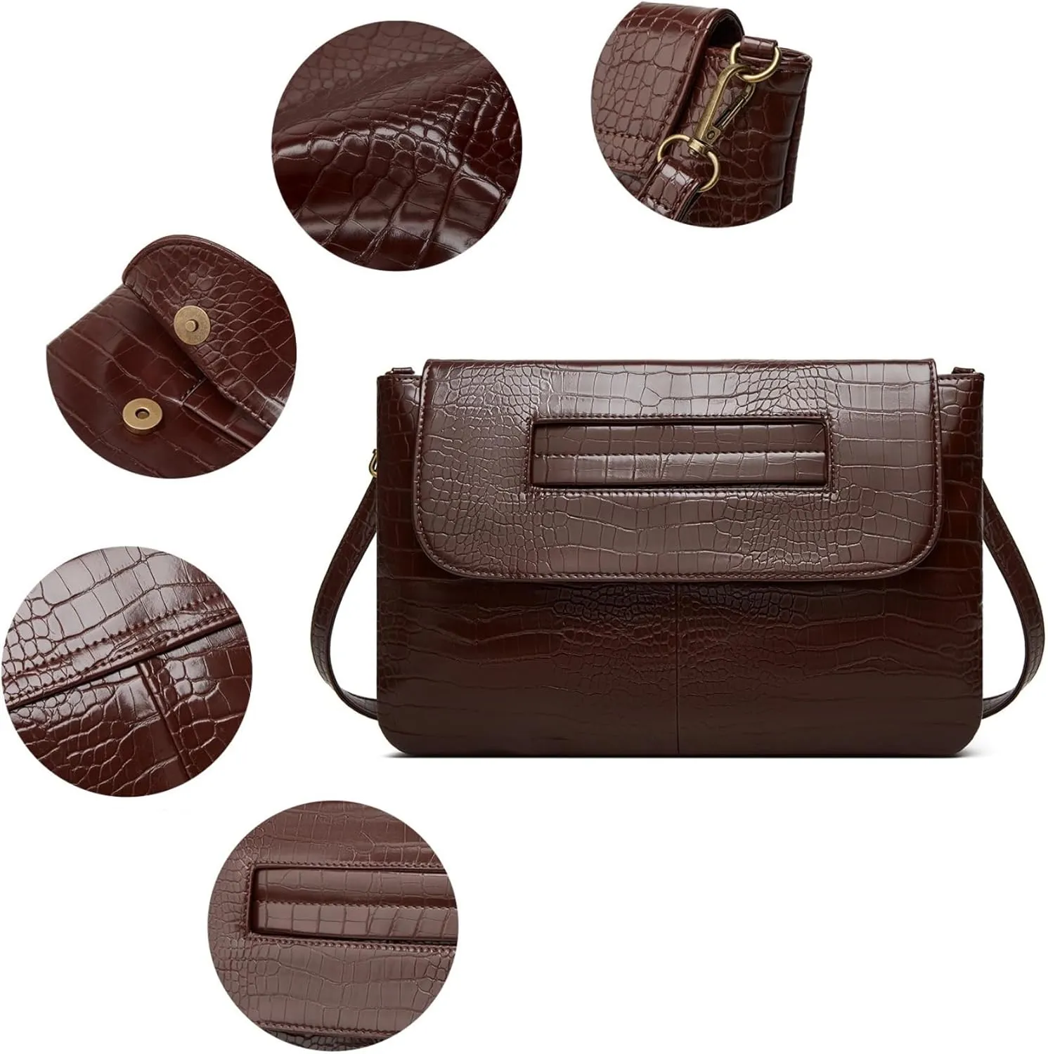 Women Classic Crocodile Pattern Faux Leather Clutch Purse Oversized Female Shoulder Bag Messenger Handbag