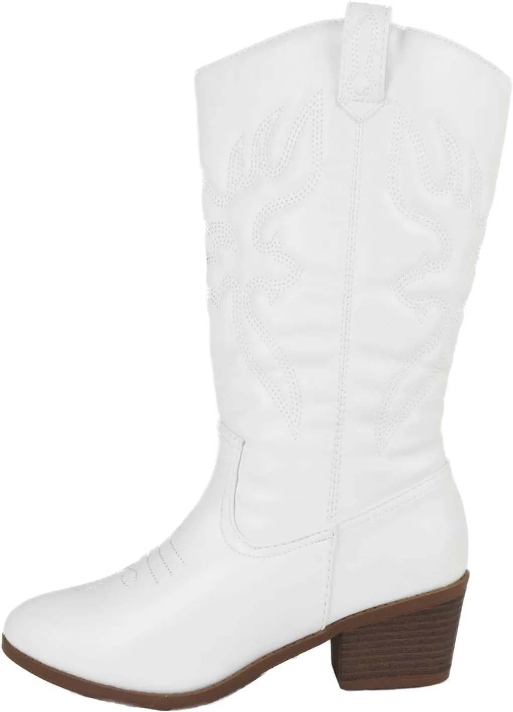 Women Cowgirl Cowboy Stitched Mid Calf Forever Boots Pointy Toe Western
