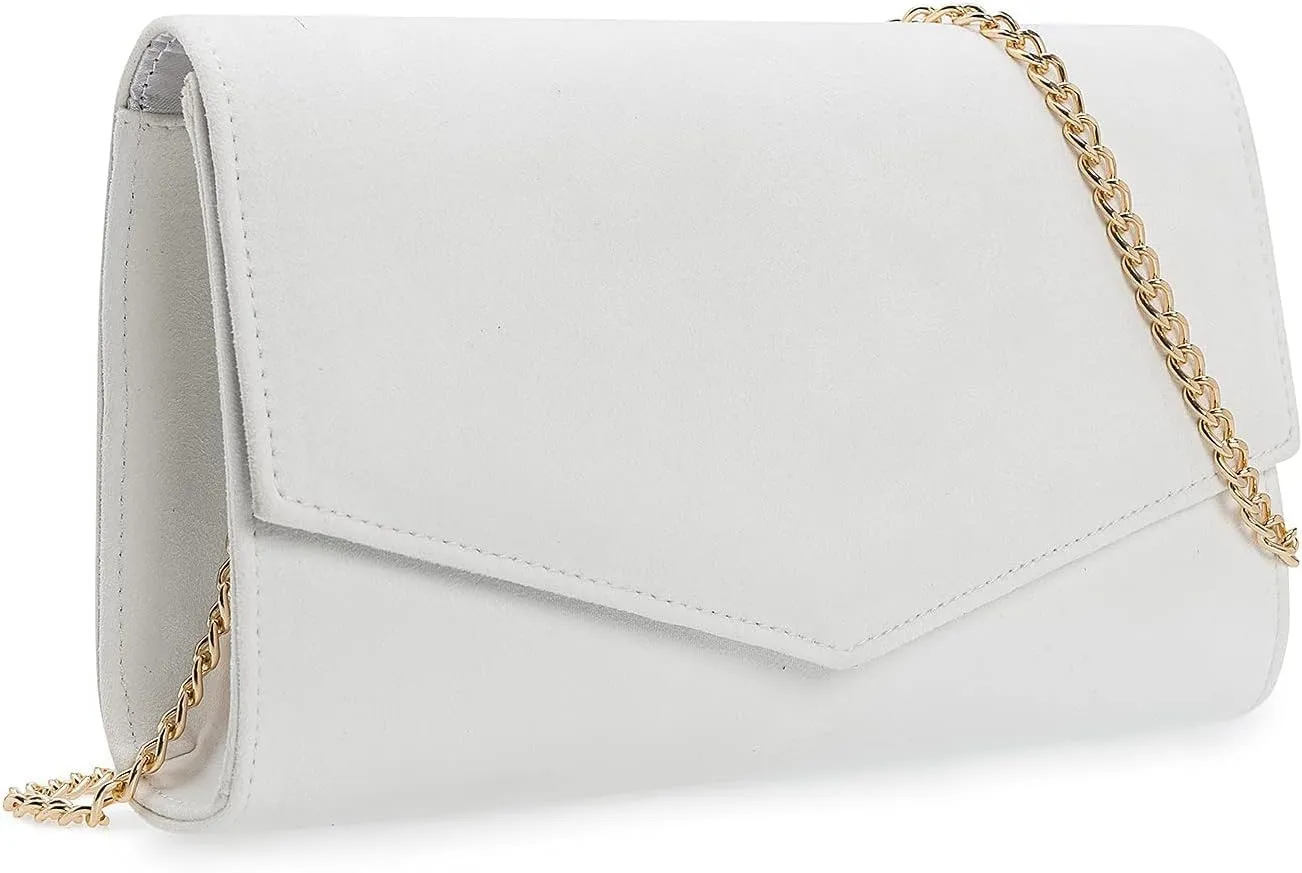 Women Evening Bag Dressy Clutch Handbag Faux Suede Purse for Wedding