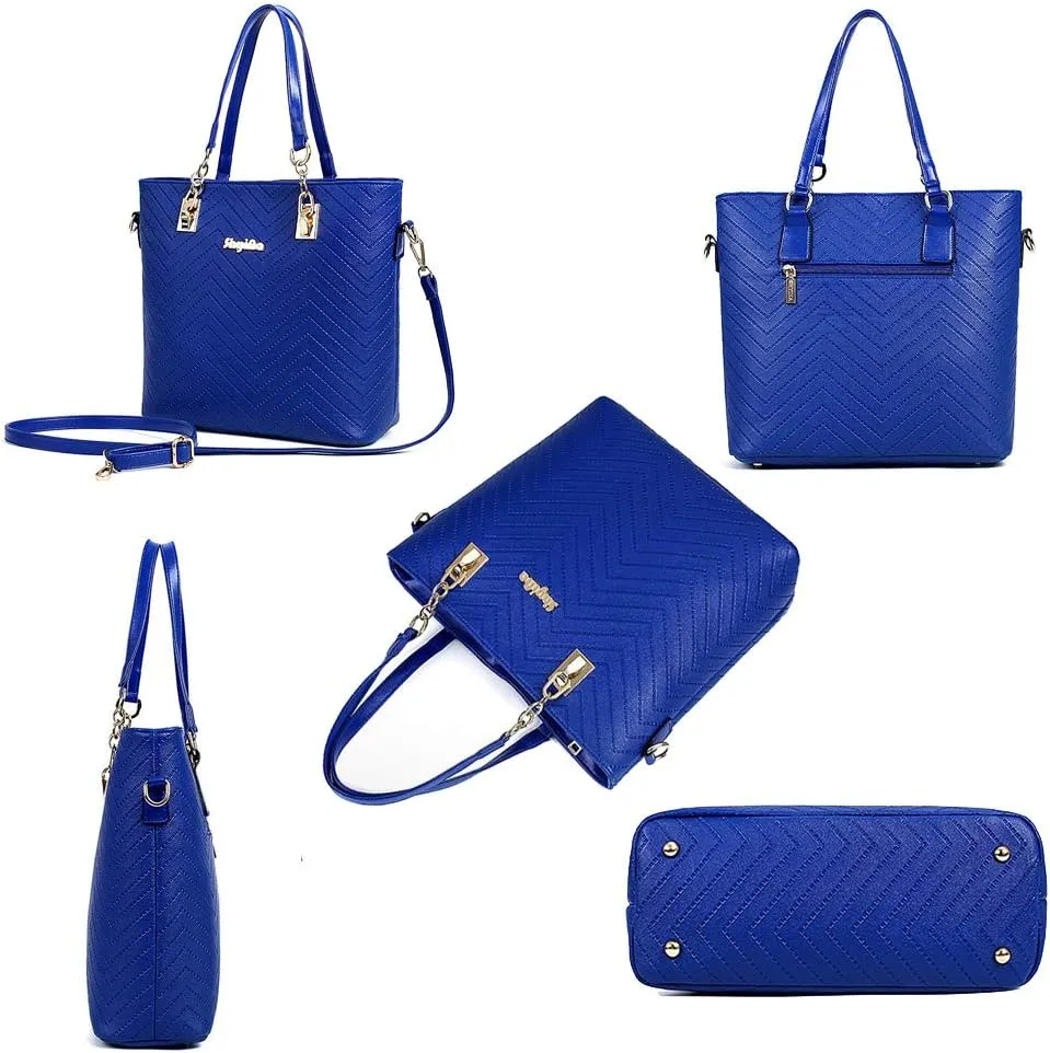 Women Handbags Set 6 Pcs PU Leather Top Handle Purse Shoulder Crossbody Bag Sets
