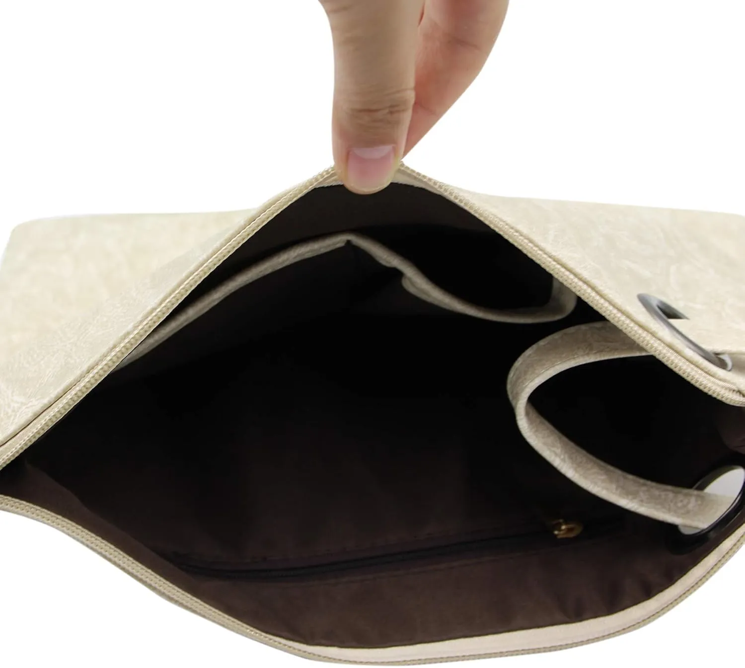 Women Oversized Envelope Handbag Soft Leather Clutch Evening Bag Purse with Wrist Strap