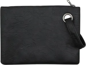 Women Oversized Envelope Handbag Soft Leather Clutch Evening Bag Purse with Wrist Strap
