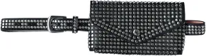Women Punk Rivet PU Leather Fanny Pack Waist Bag Envelope Flap Clutch Cell Phone Purse