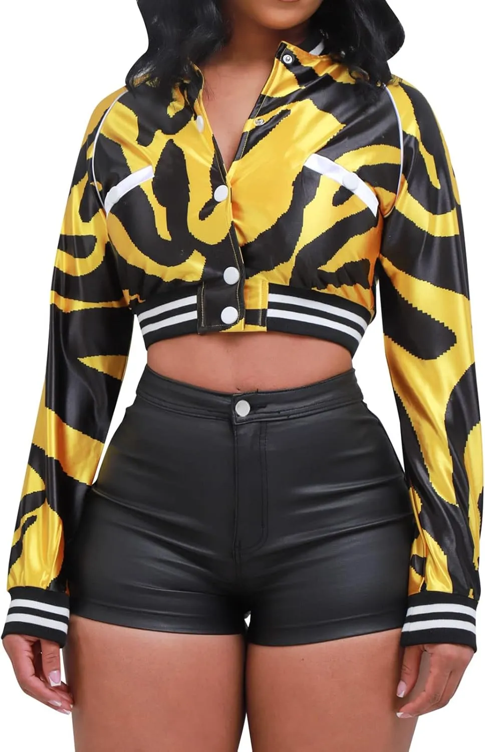 Womens Casual Faux Leather Shorts