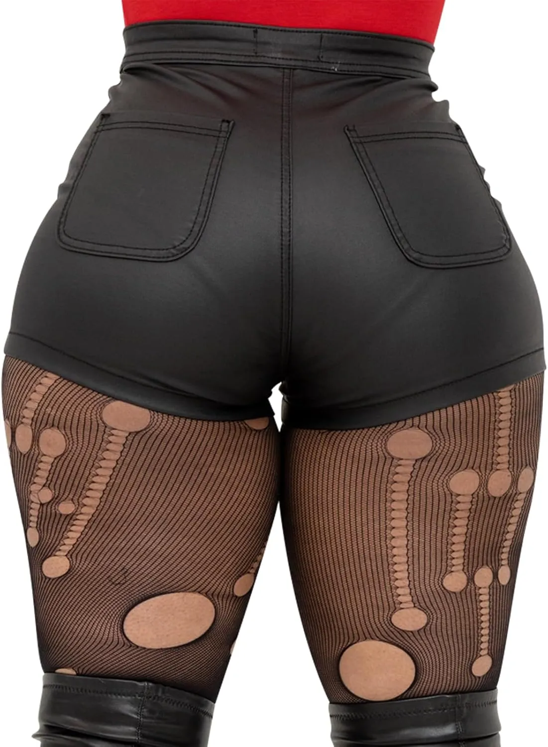 Womens Casual Faux Leather Shorts
