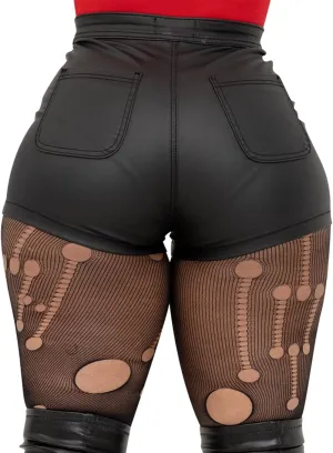 Womens Casual Faux Leather Shorts