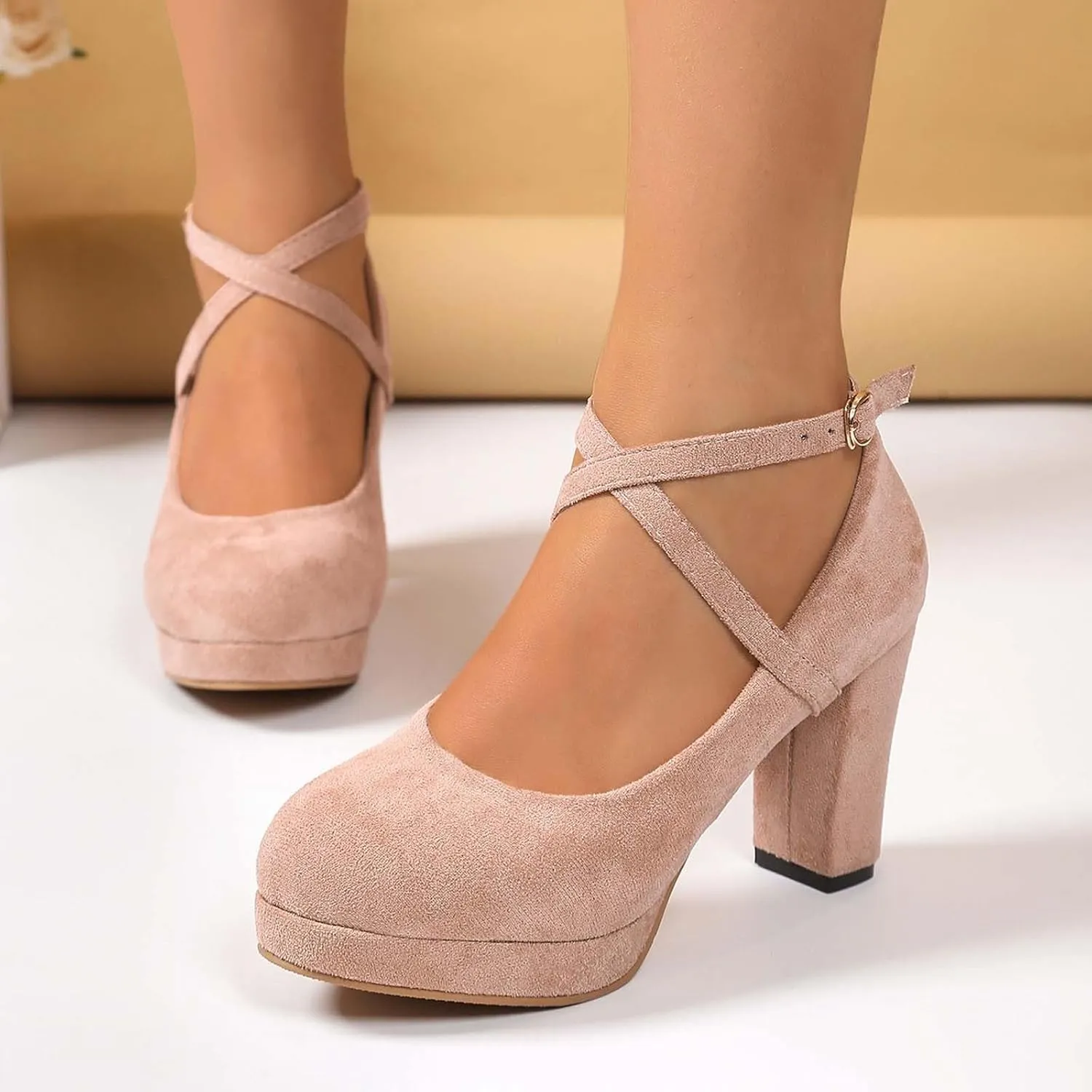 Women's Elegant High Heels Pointed Toe Dress Shoes for Women Comfortable Chunky Heel Party Wedding Wear Spring