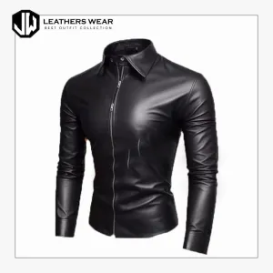 Womens Faux Leather Shirt