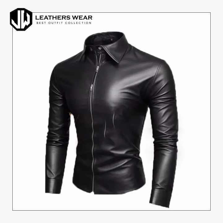 Womens Faux Leather Shirt